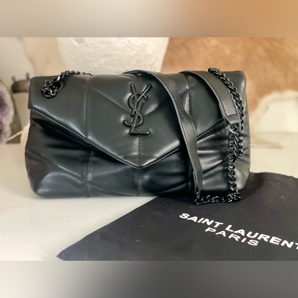 NOT YSL | Black Lambskin Loulou Puffer Bag with matte black hardware